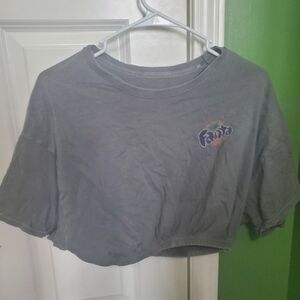 Grey Fanta Graphic Crop T-Shirt